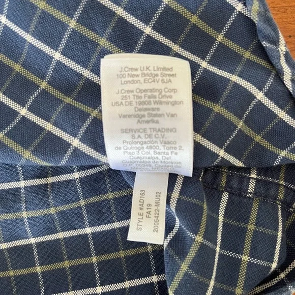 🔷 J.Crew Flex Oxford Button-Down Shirt – Navy Grid Check, Size L, Casual - Picture 6 of 10